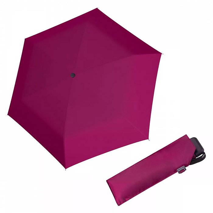 Doppler Mini Slim Carbonsteel 27 - dámský plochý skládací deštník, růžový