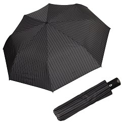Doppler Magic Carbonsteel vzorovaný II - pánsky plne-automatický dáždnik šedé prúžky