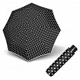 Doppler Mini Fiber BLACK &amp; WHITE - dámský skládací odlehčený deštník, puntíky