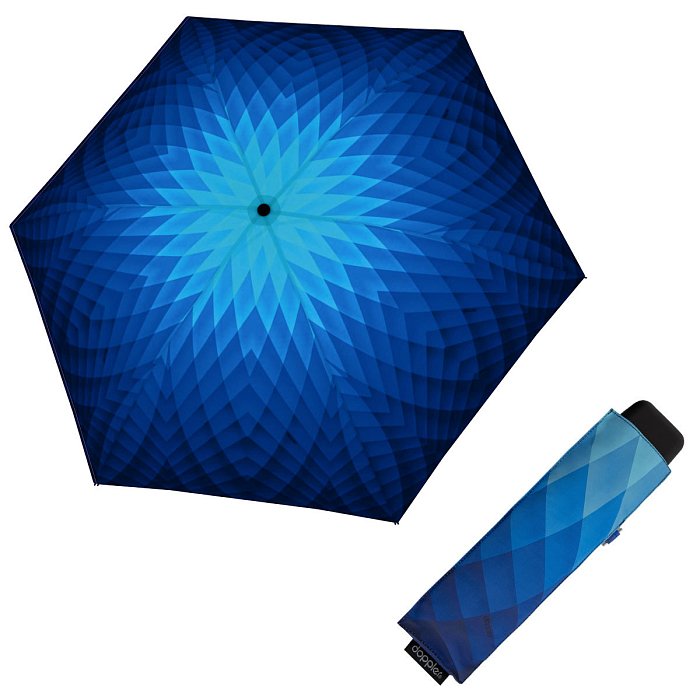 Doppler Mini Slim Carbonsteel FUSION blue - dámský plochý skládací deštník
