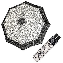 Doppler Mini Fiber BLACK & WHITE - dámsky skladací dáždnik bordura