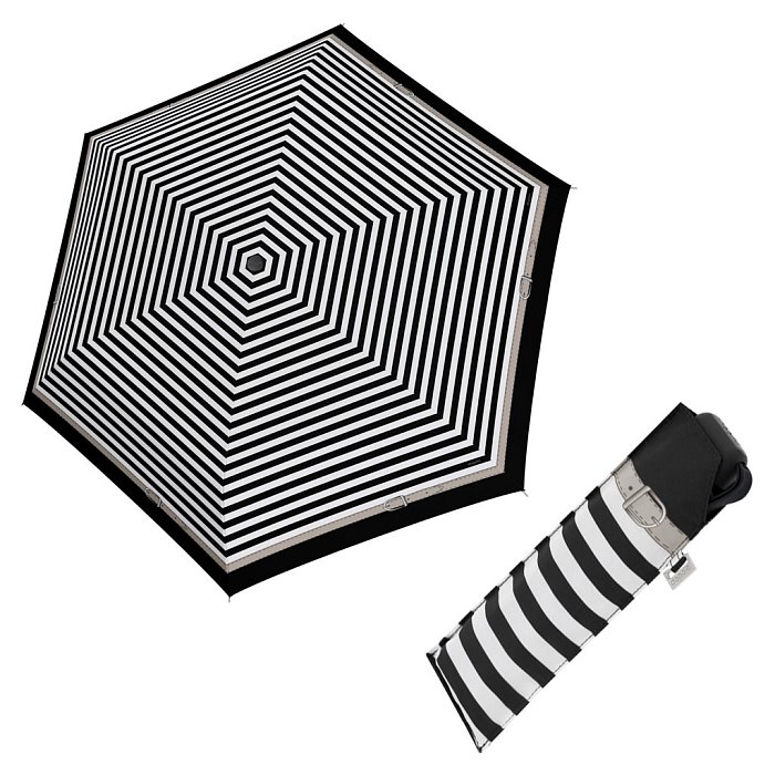 Doppler Mini Slim Carbonsteel DELIGHT - dámský plochý skládací deštník černá