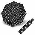 Doppler Magic Fiber BLACK &amp; White - dámský skládací plně-automatický deštník, puntíky
